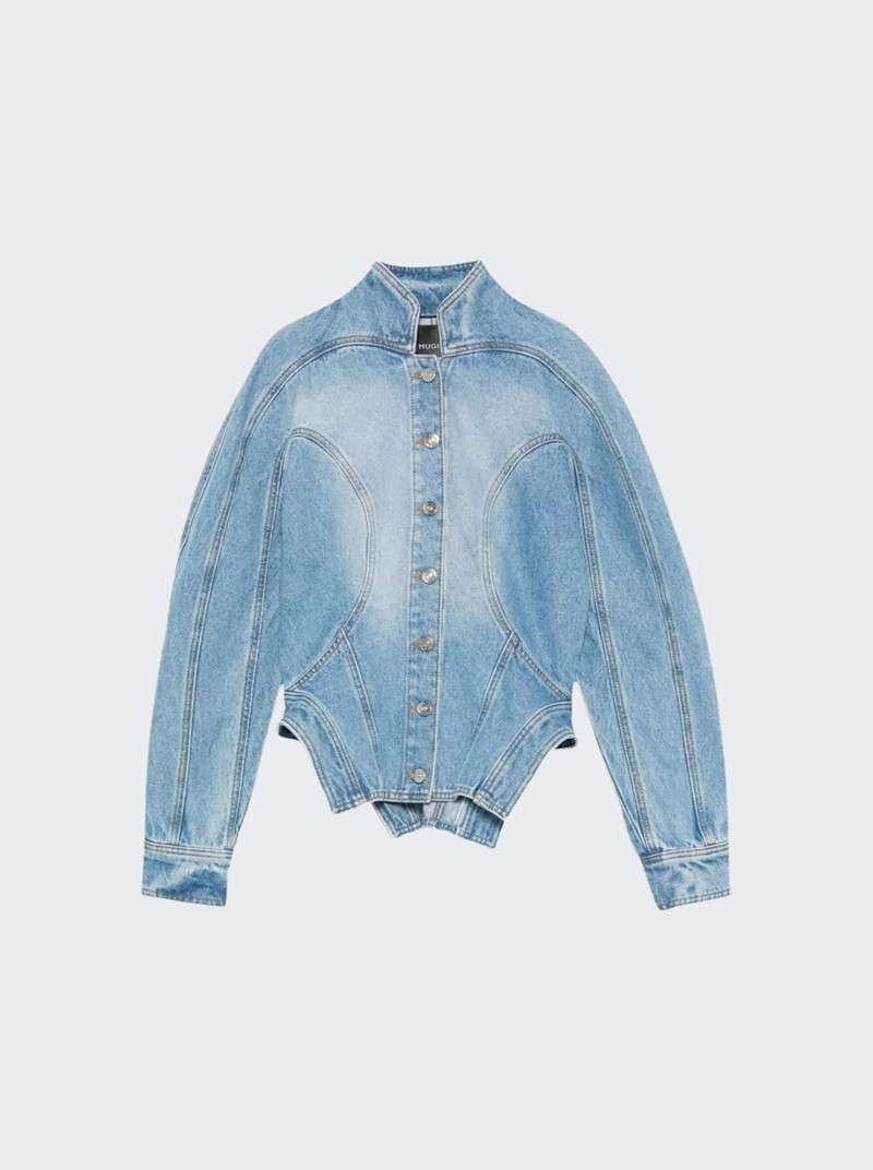 Cinched Denim Jacket Medium Blue 1