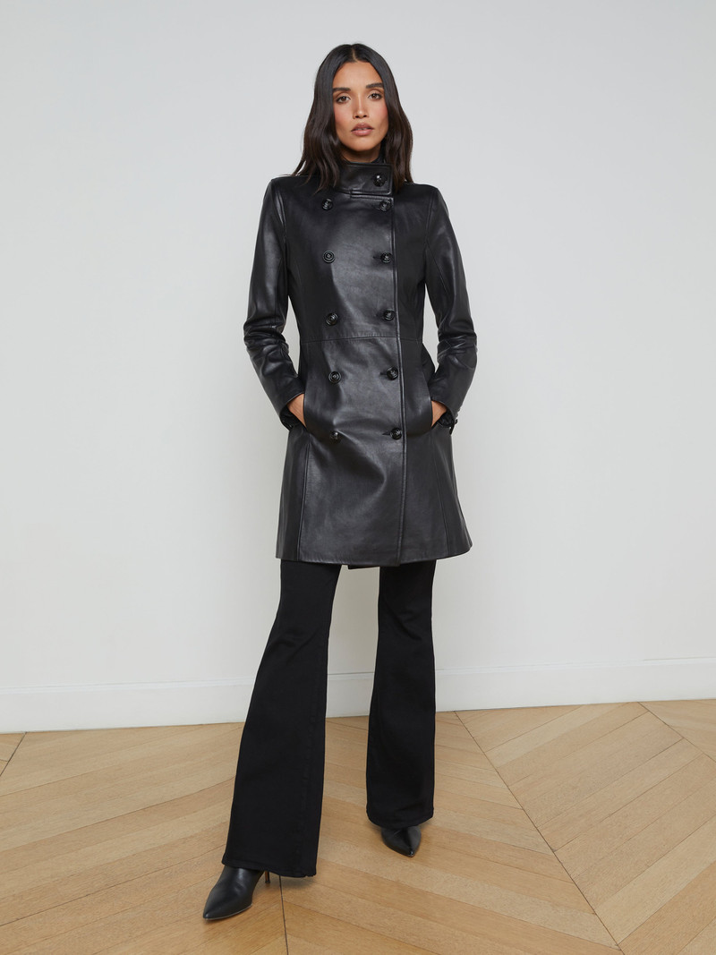 L'AGENCE Lyon Leather Coat outlook