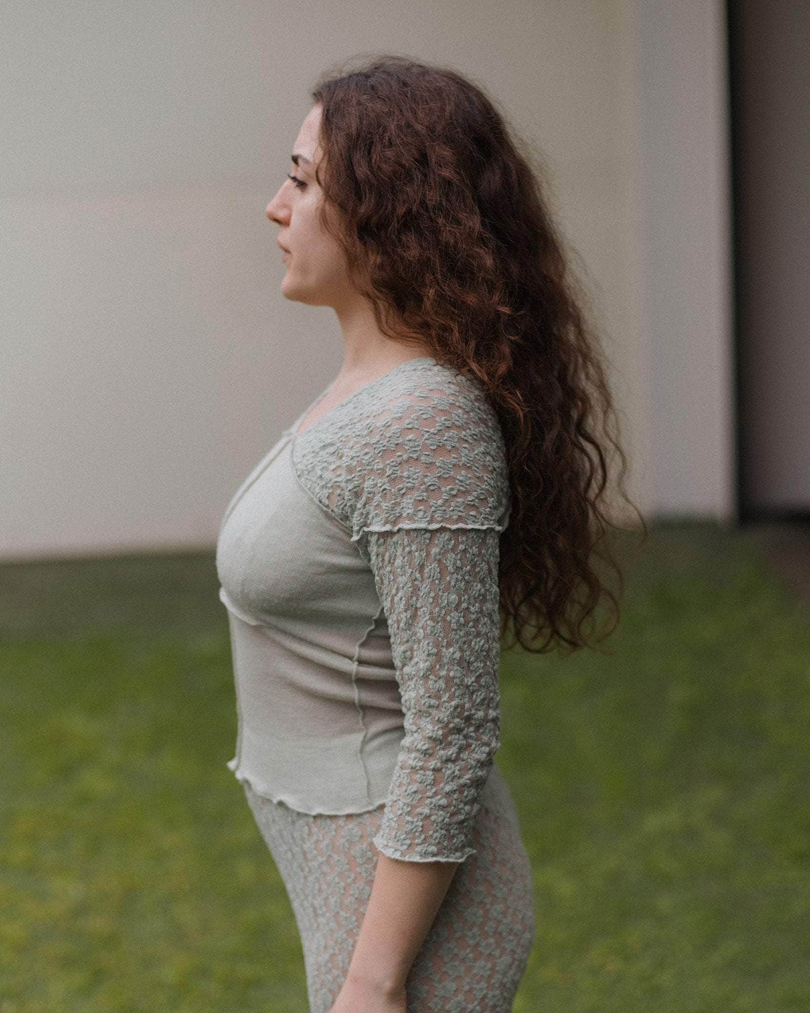 Nehru Long Sleeve Tee - Lace & Wool - 3