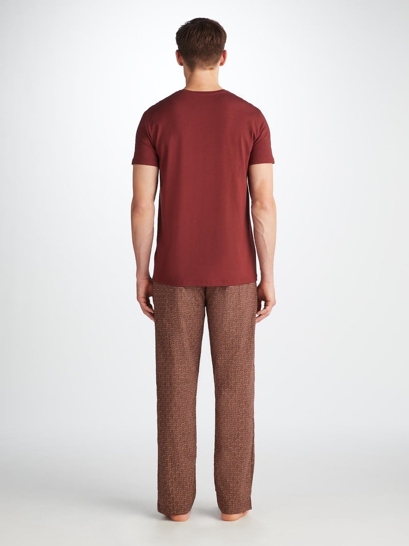 Men's Lounge Pants Ledbury 72 Cotton Batiste Burgundy - 4