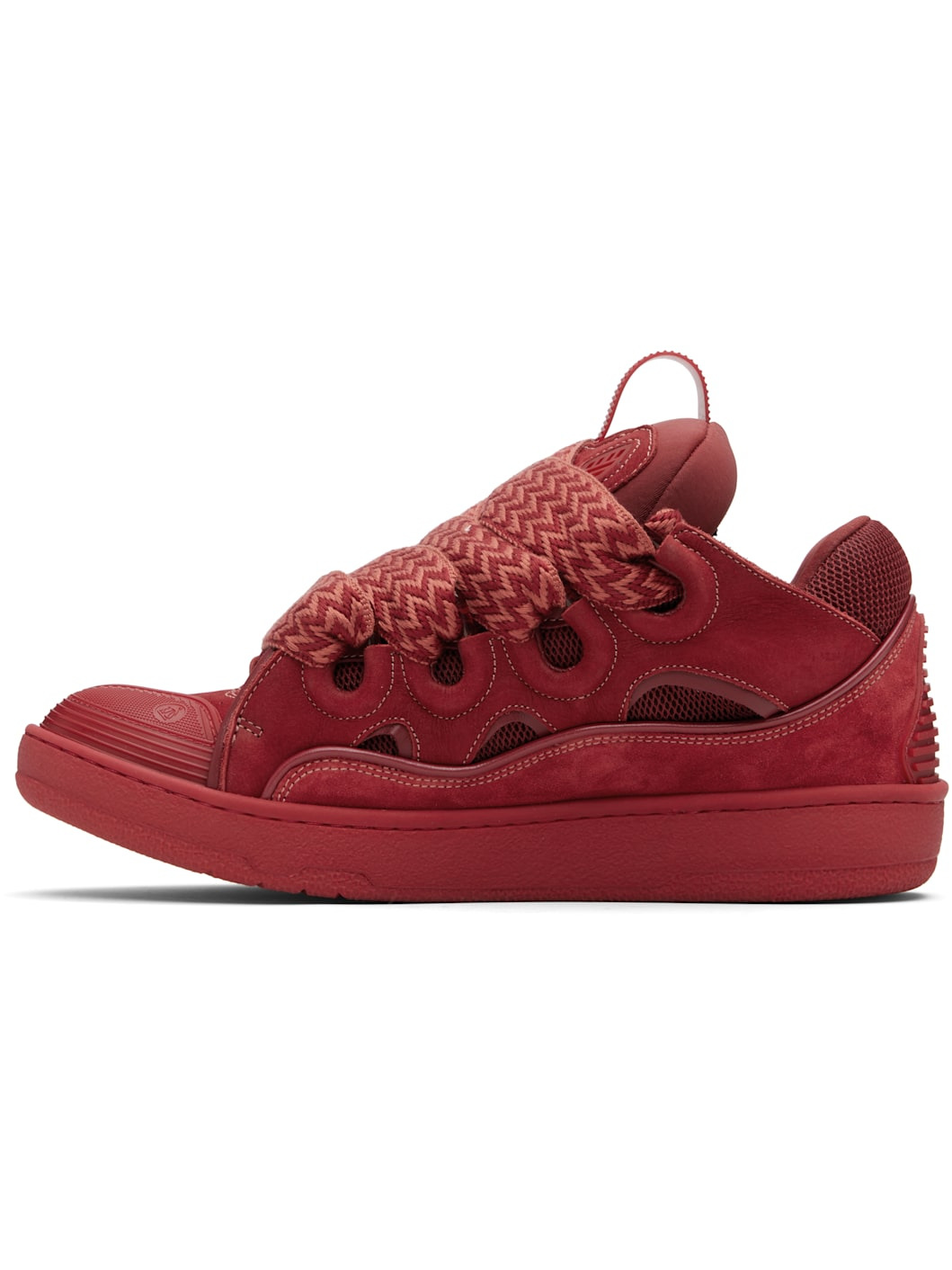Red Curb Leather Sneakers - 3