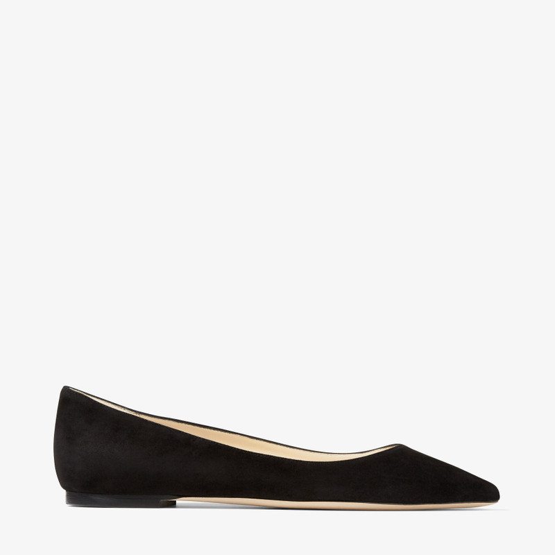 Romy Flat Black Suede Pointy Toe Flats - 1