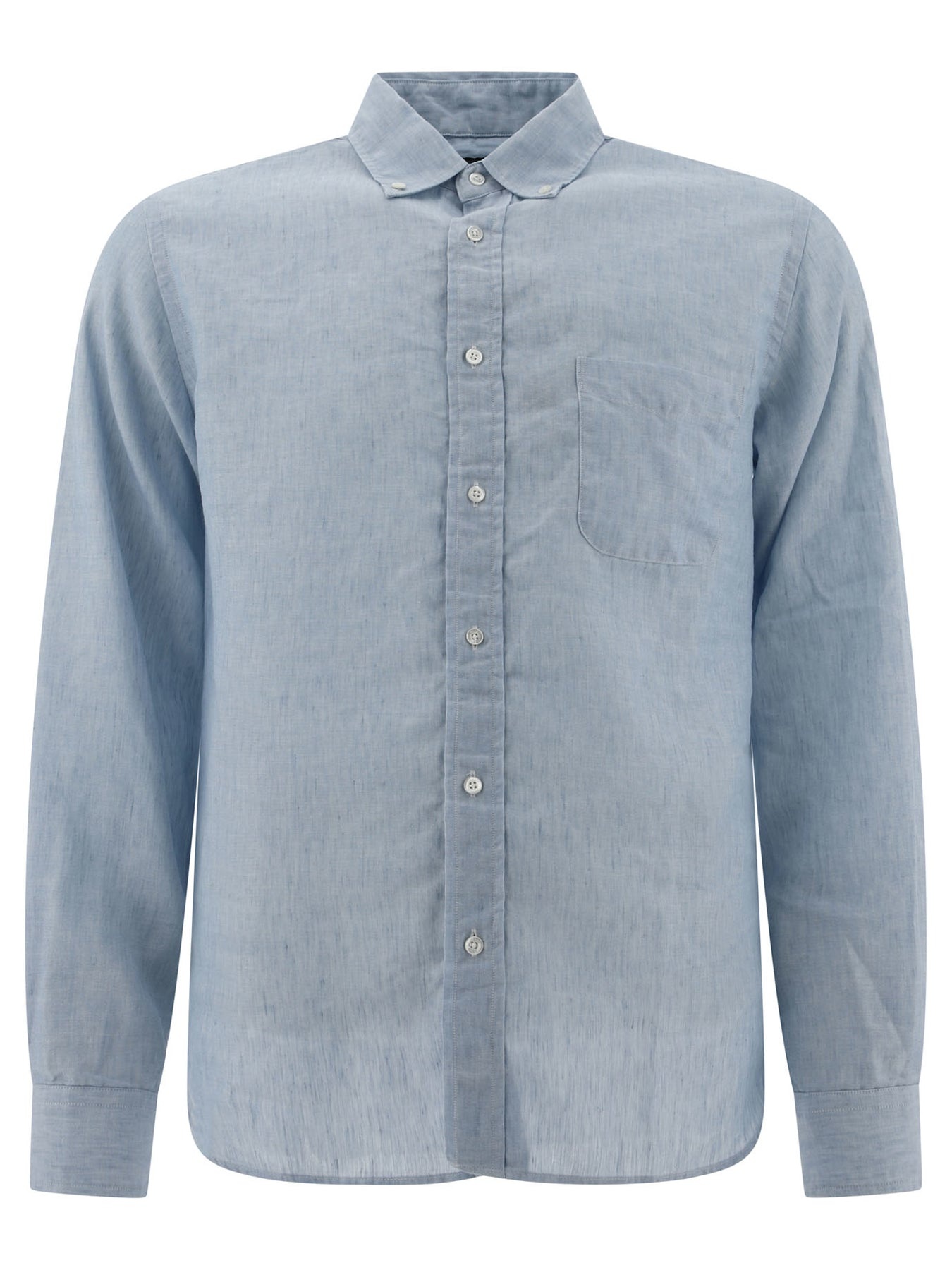 Linen Shirt With Chest Pocket Shirts Light Blue - 1