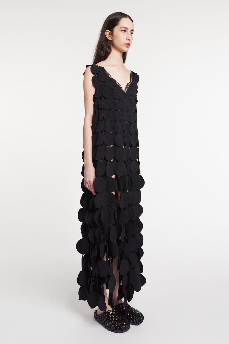 MULTI CIRCLE LAYERED DRESS WITH LACE INSERT BLACK 2