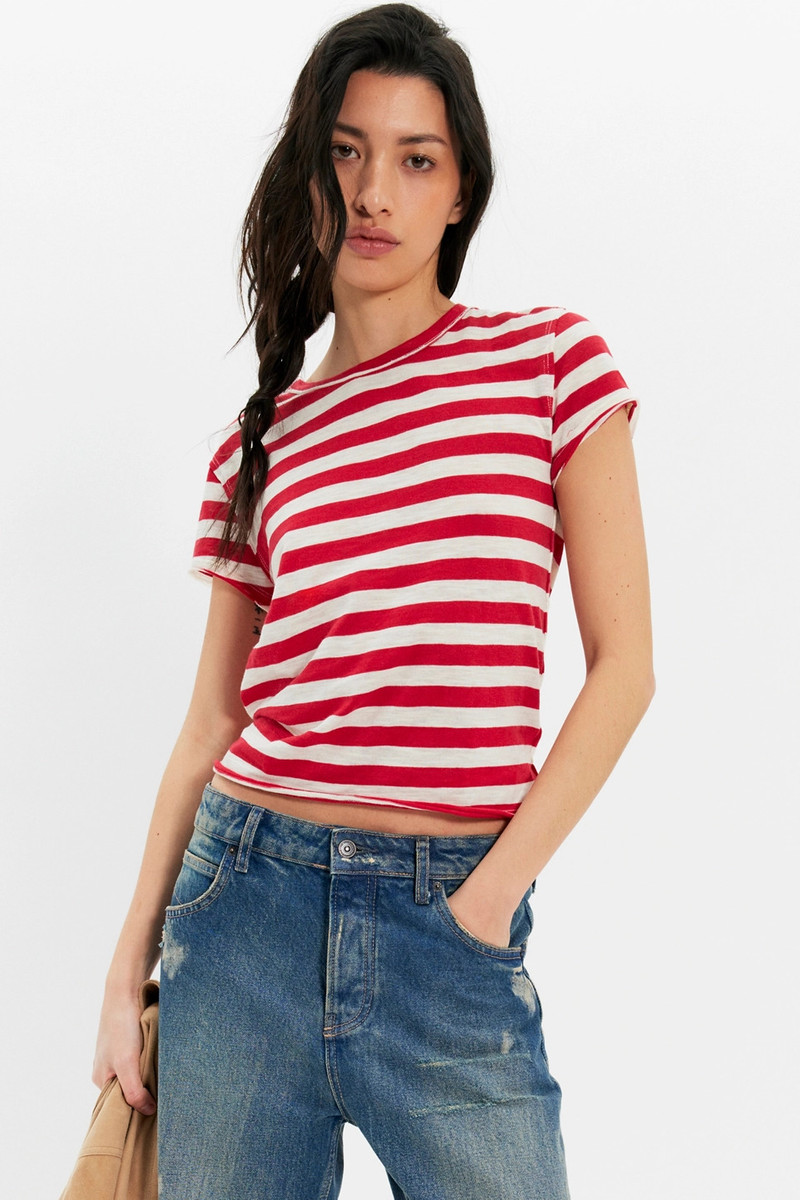 FREE PEOPLE We The Free Nora Striped Cotton Tee outlook