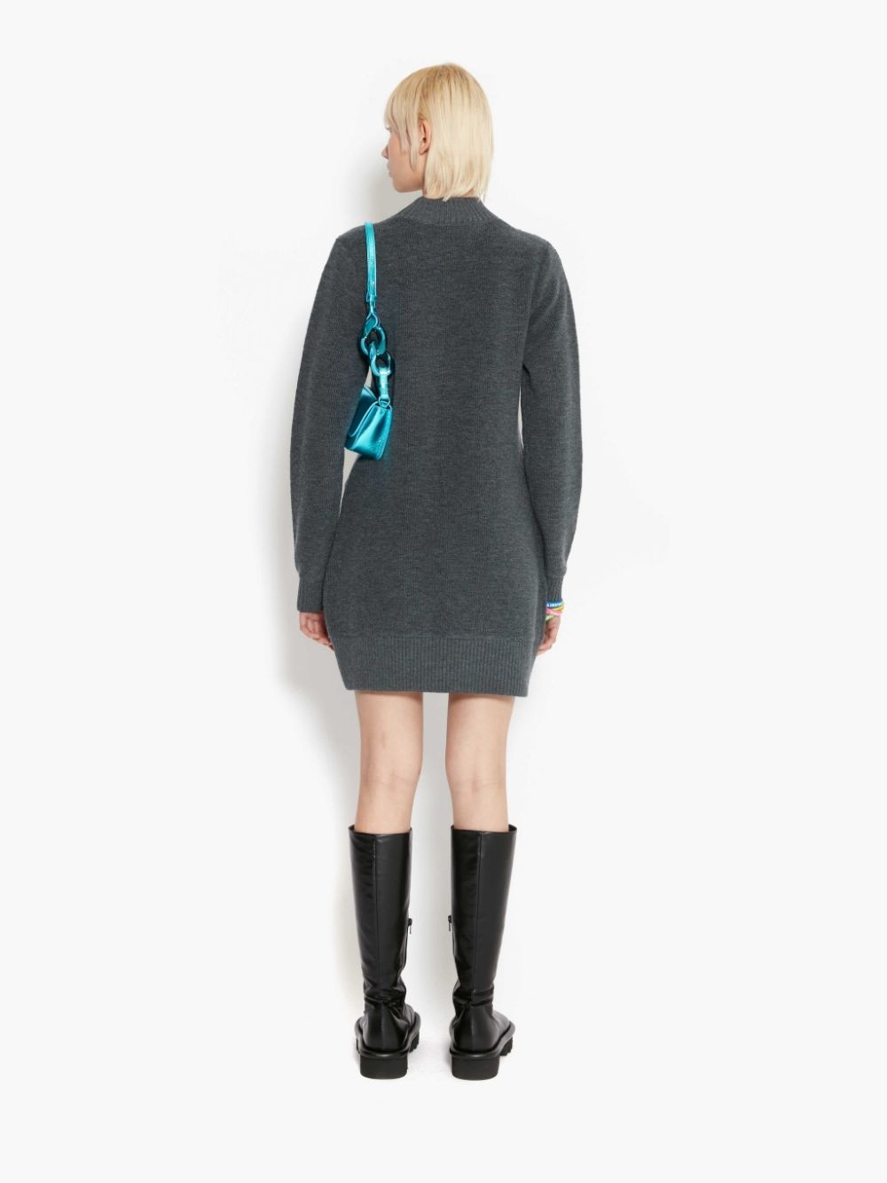 LONG SLEEVE SEQUINS LOGO MINI DRESS - 4