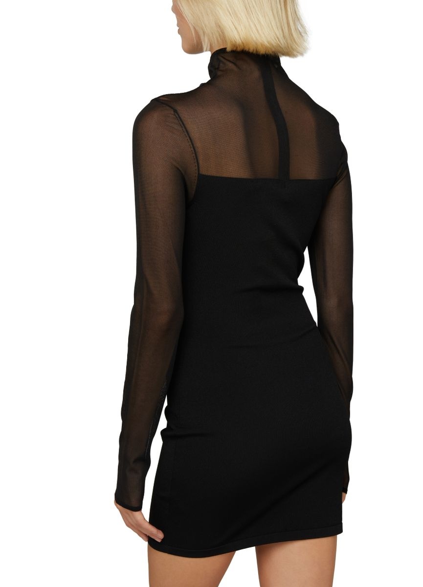 Asymmetric Semi-sheer mini dress - 5