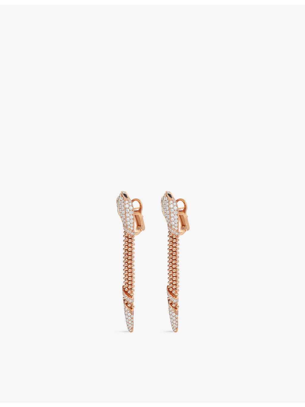 Serpenti Viper 18ct rose-gold, 1.74ct brilliant-cut diamond and onyx drop earrings - 3