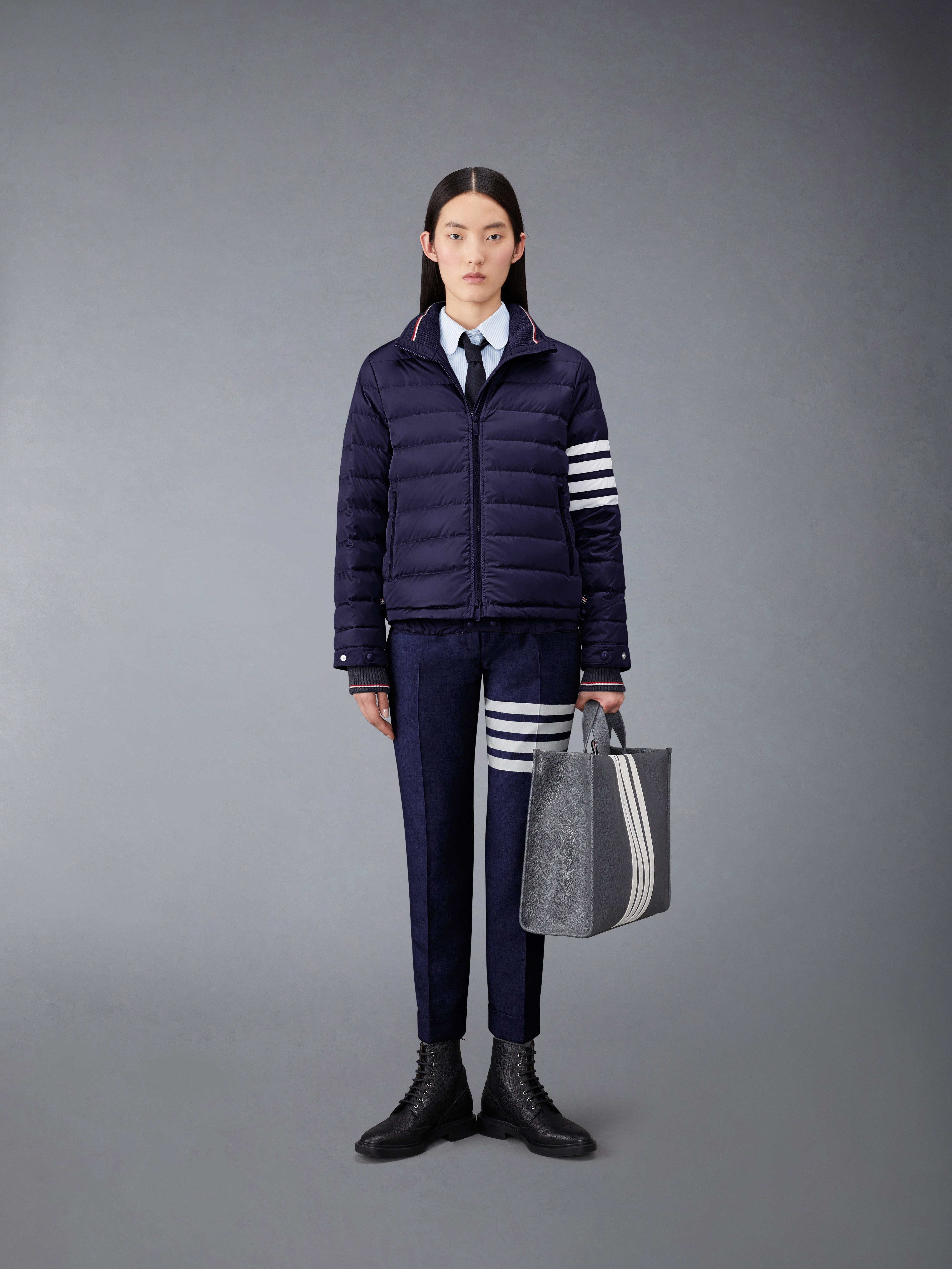Navy Plain Weave Skinny 4-Bar Trouser - 3