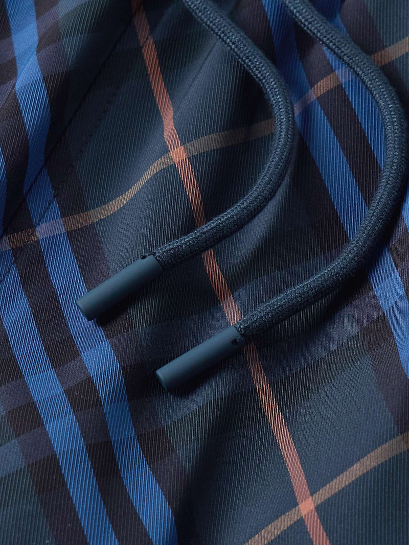 Straight-Leg Mid-Length Checked Swim Shorts 4