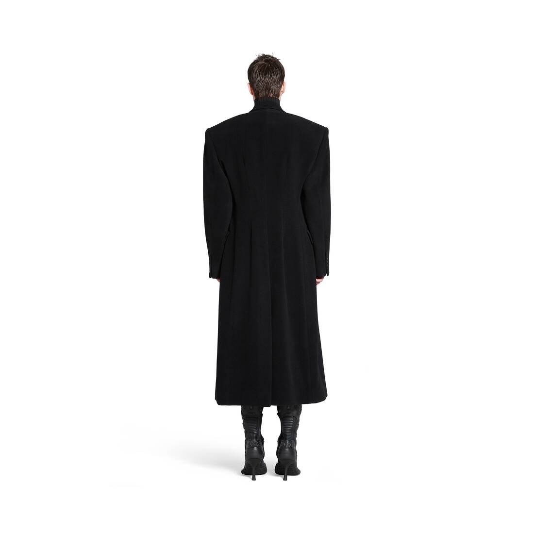 Women's Cinched Coat in Black - 4