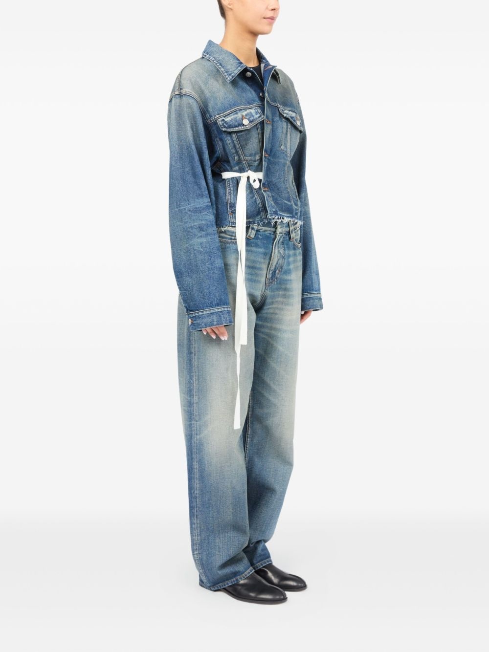 belted denim jacket - 3