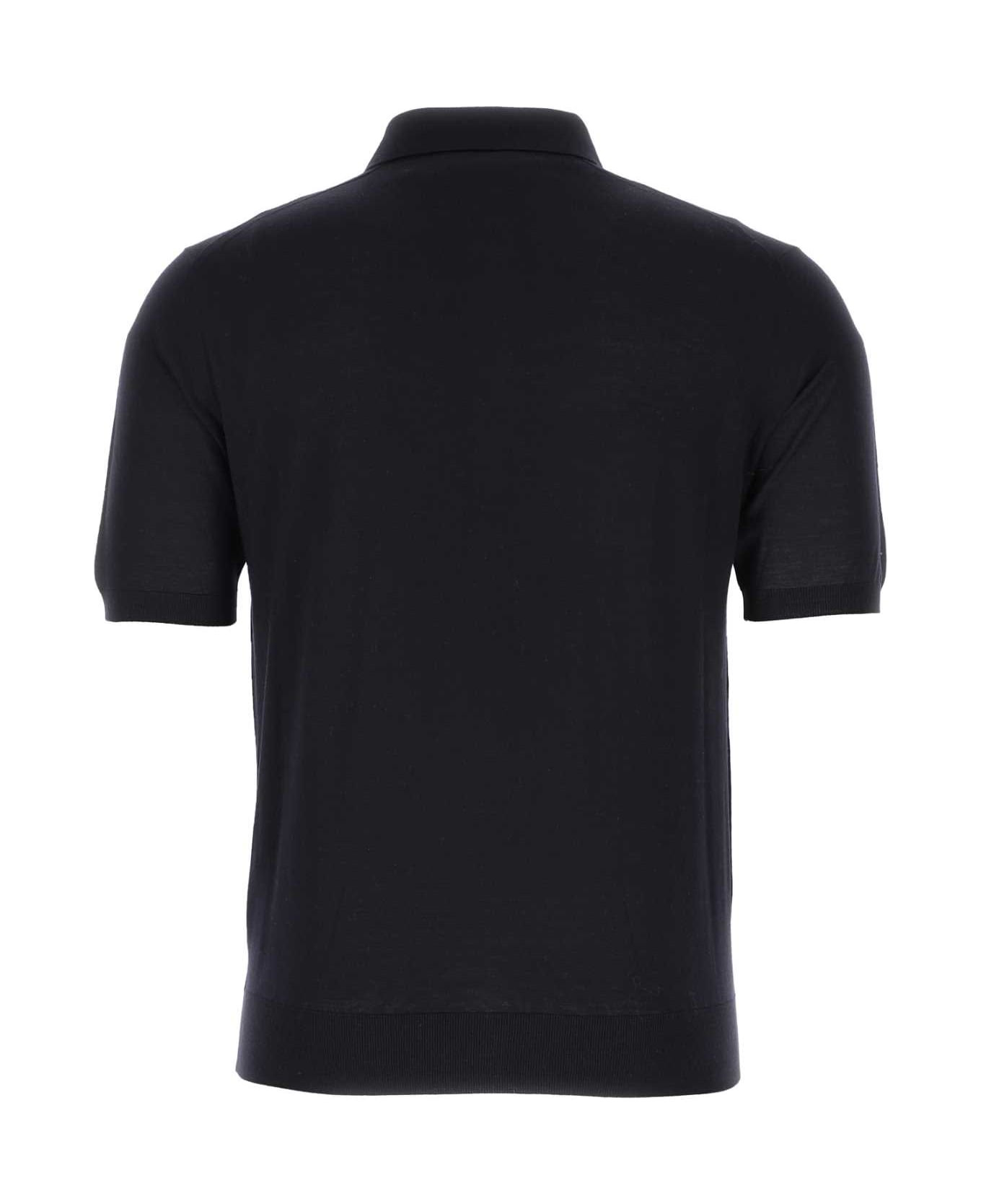 Midnight Blue Wool Polo Shirt - 2