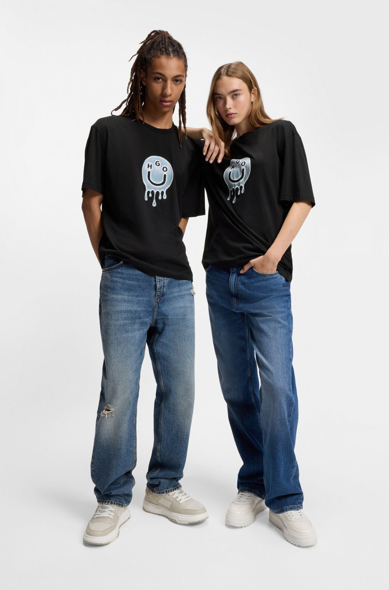 HUGO ALL-GENDER COTTON-JERSEY T-SHIRT WITH GRAPHIC PRINT outlook