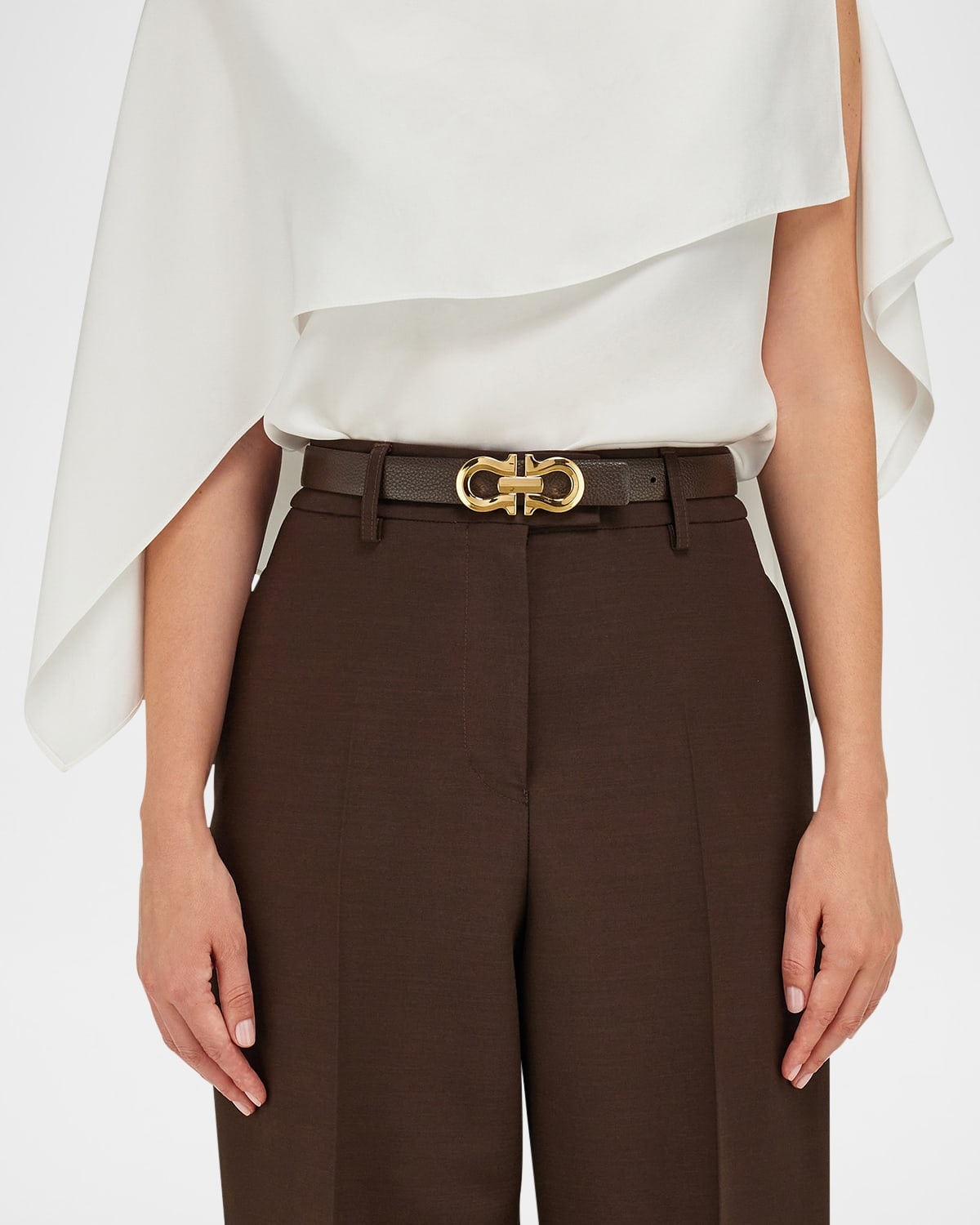 FERRAGAMO Gancio Contour Reversible Leather Belt