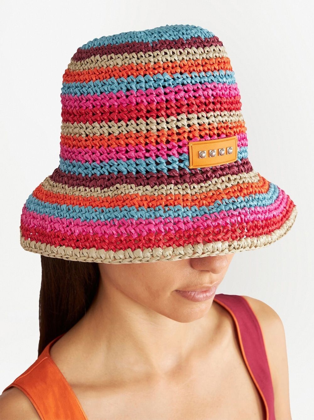 crochet striped bucket hat - 3