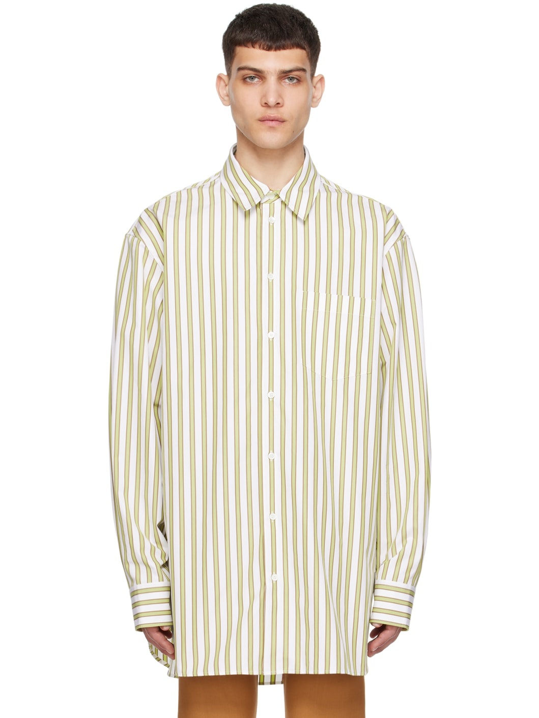 White & Yellow Striped Shirt - 1