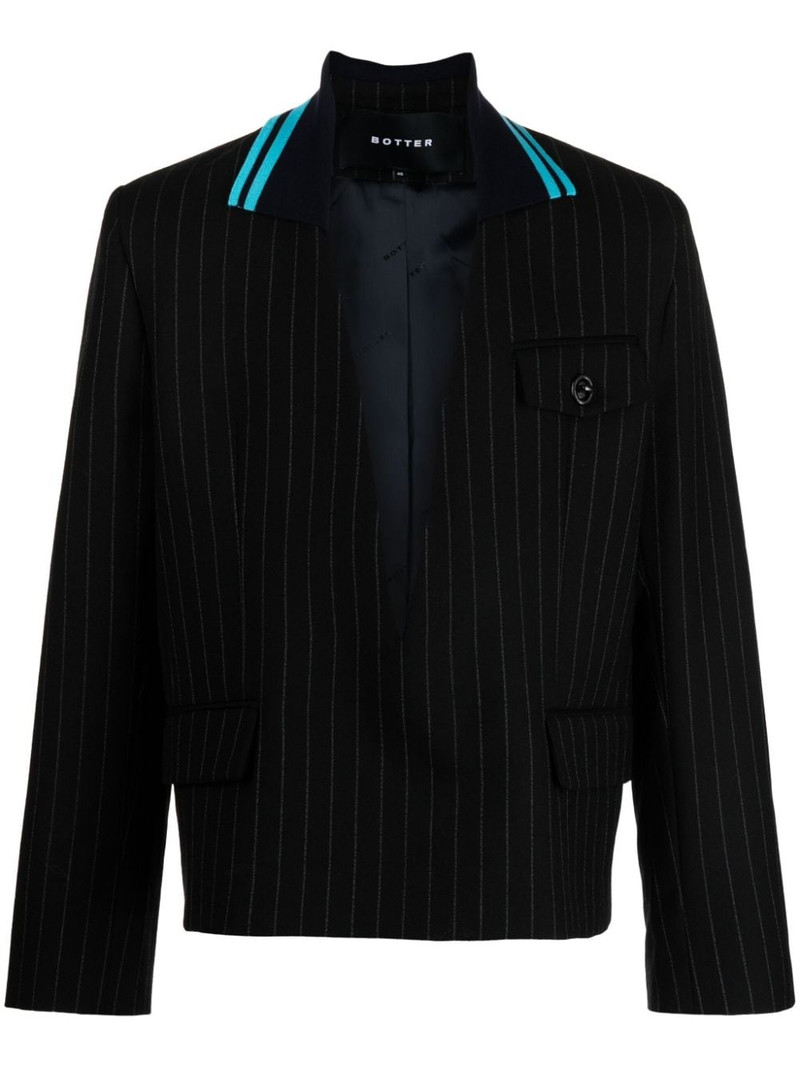 striped knit-collar jacket 1