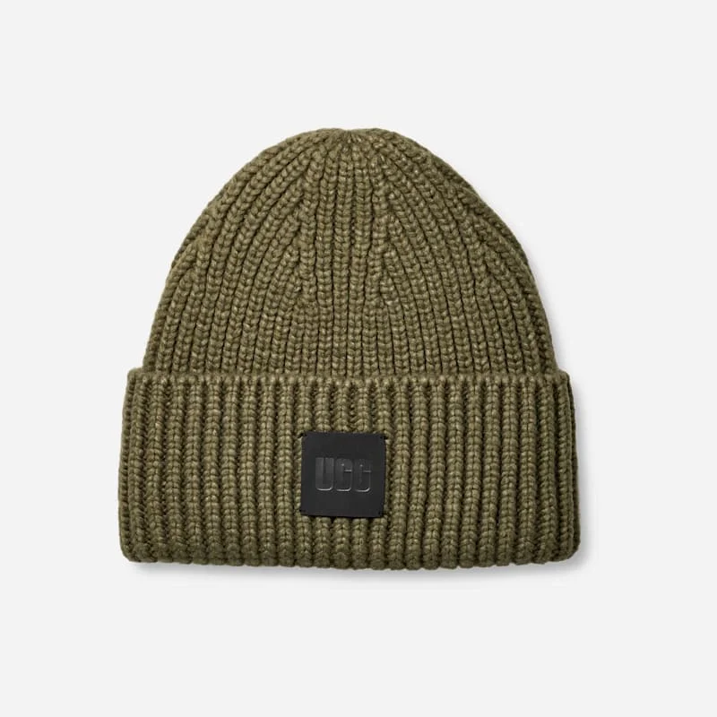 ® Men's Chunky Rib Beanie Polyester Blend in Burnt Olive - 1