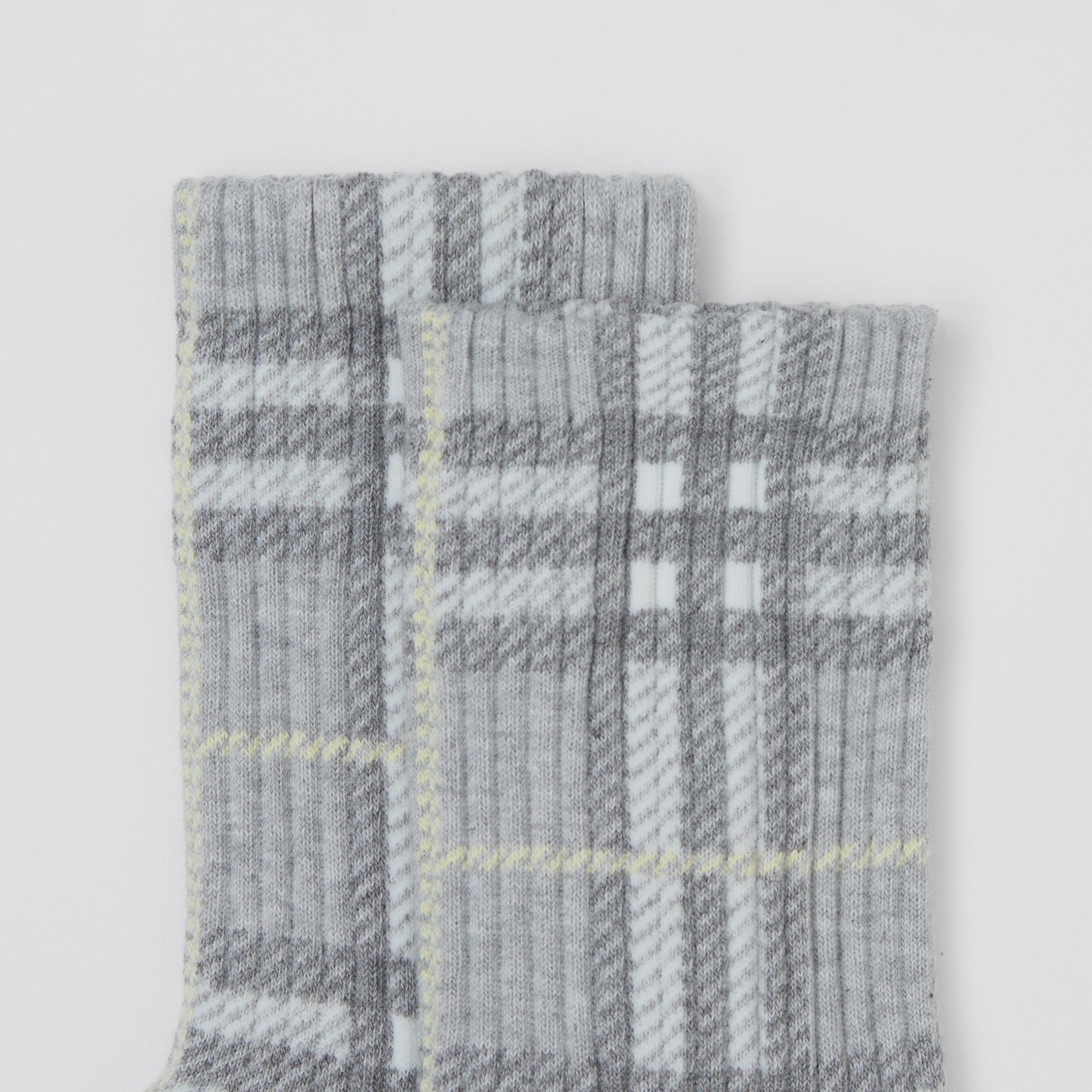 Check Intarsia Technical Stretch Cotton Socks - 2