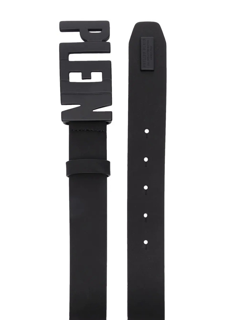 PHILIPP PLEIN Plein lettering logo leather belt outlook