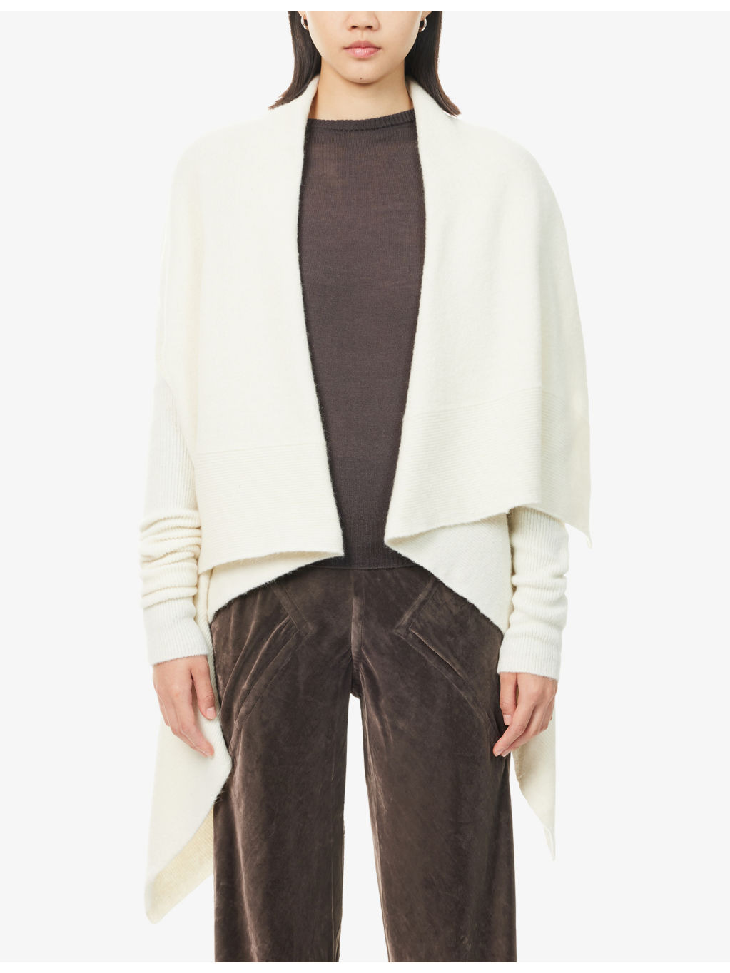 Hooded Medium Wrap Knitted Cardigan - 3