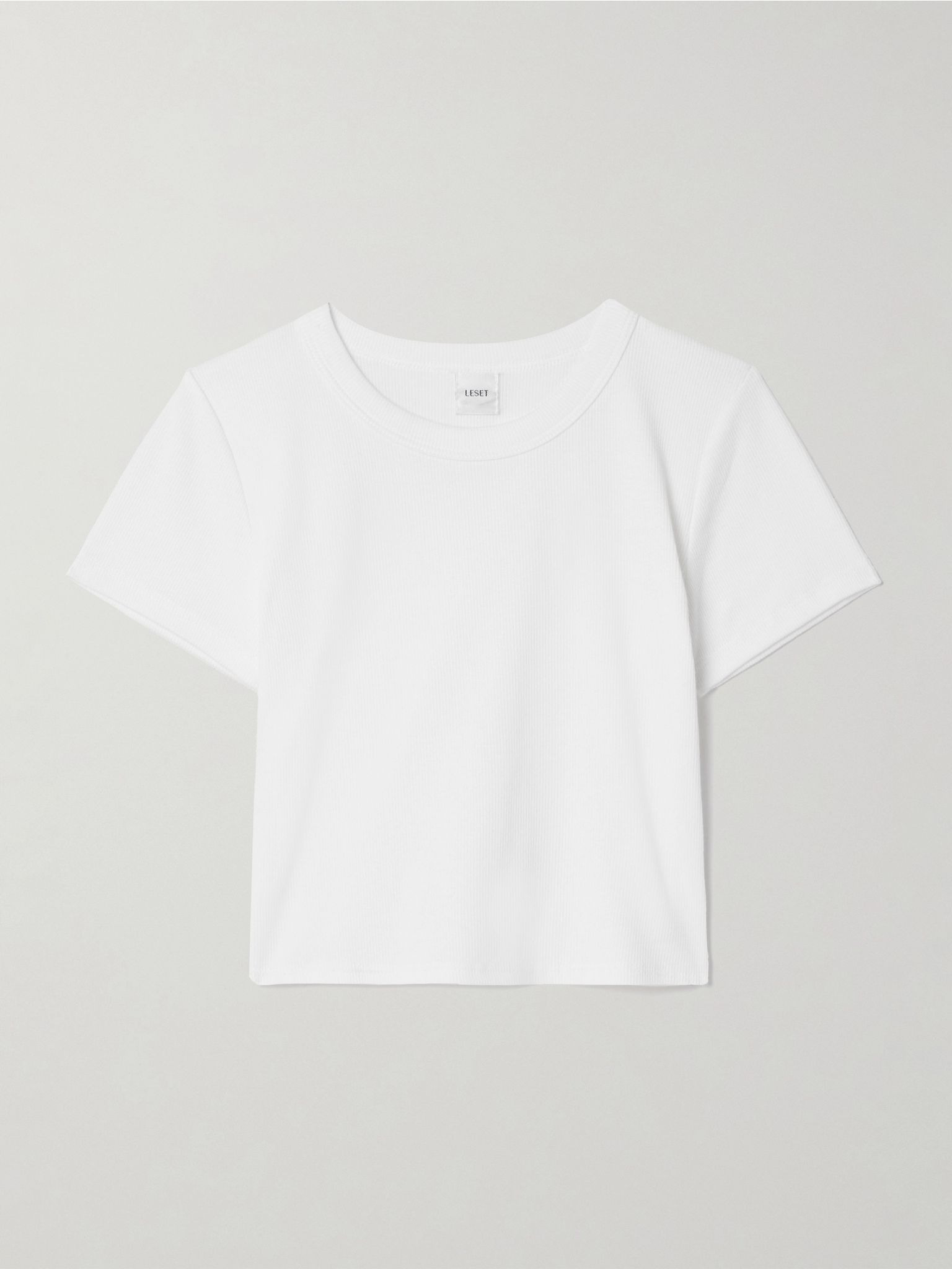 Kelly cropped ribbed stretch-cotton jersey T-Shirt White - 1