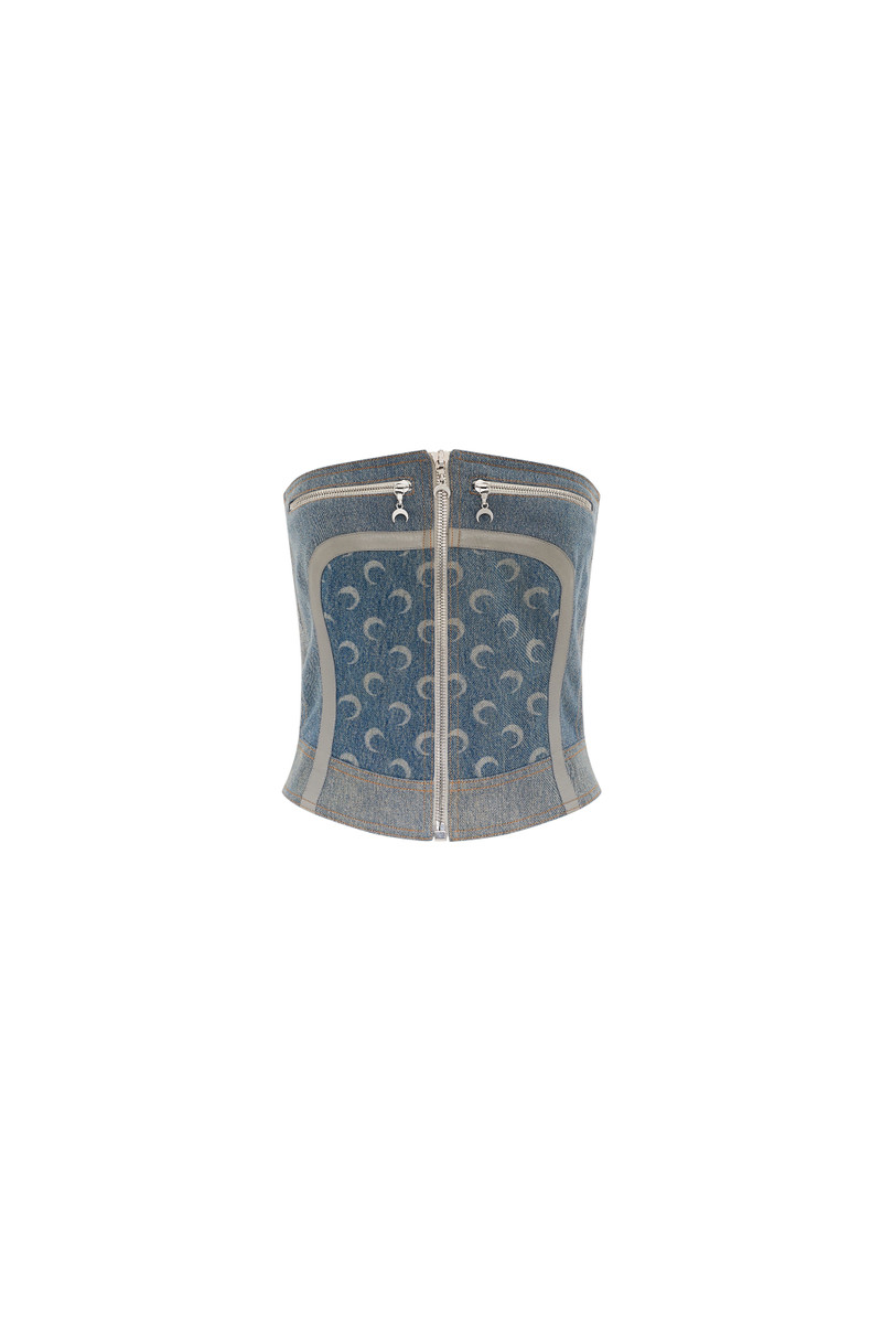 Regenerated Denim Bustier Top 1
