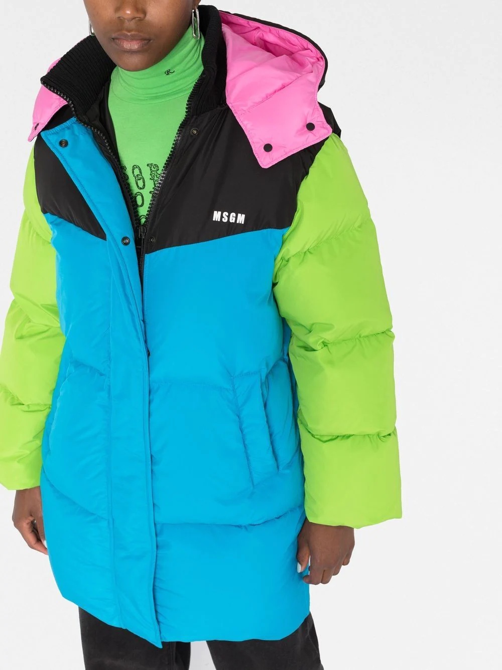 colour-block padded coat - 3