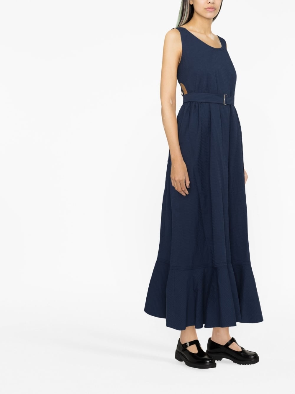 open-back frilled midi dress - 4