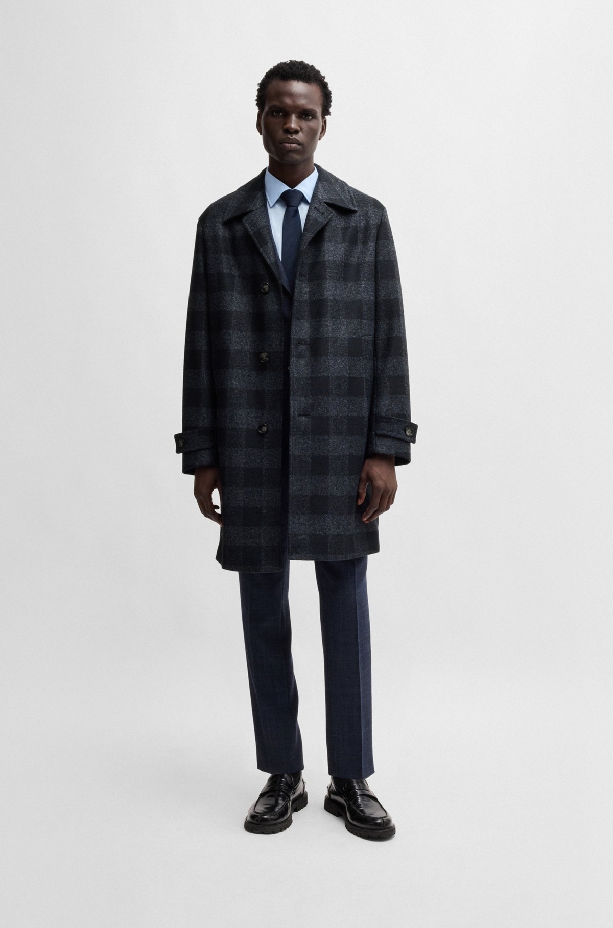 CHECKED-JERSEY COAT IN A CLASSIC FIT - 4