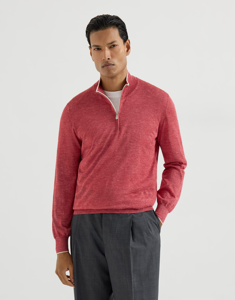 Cashmere, silk and hemp lightweight sweater with half zip 2