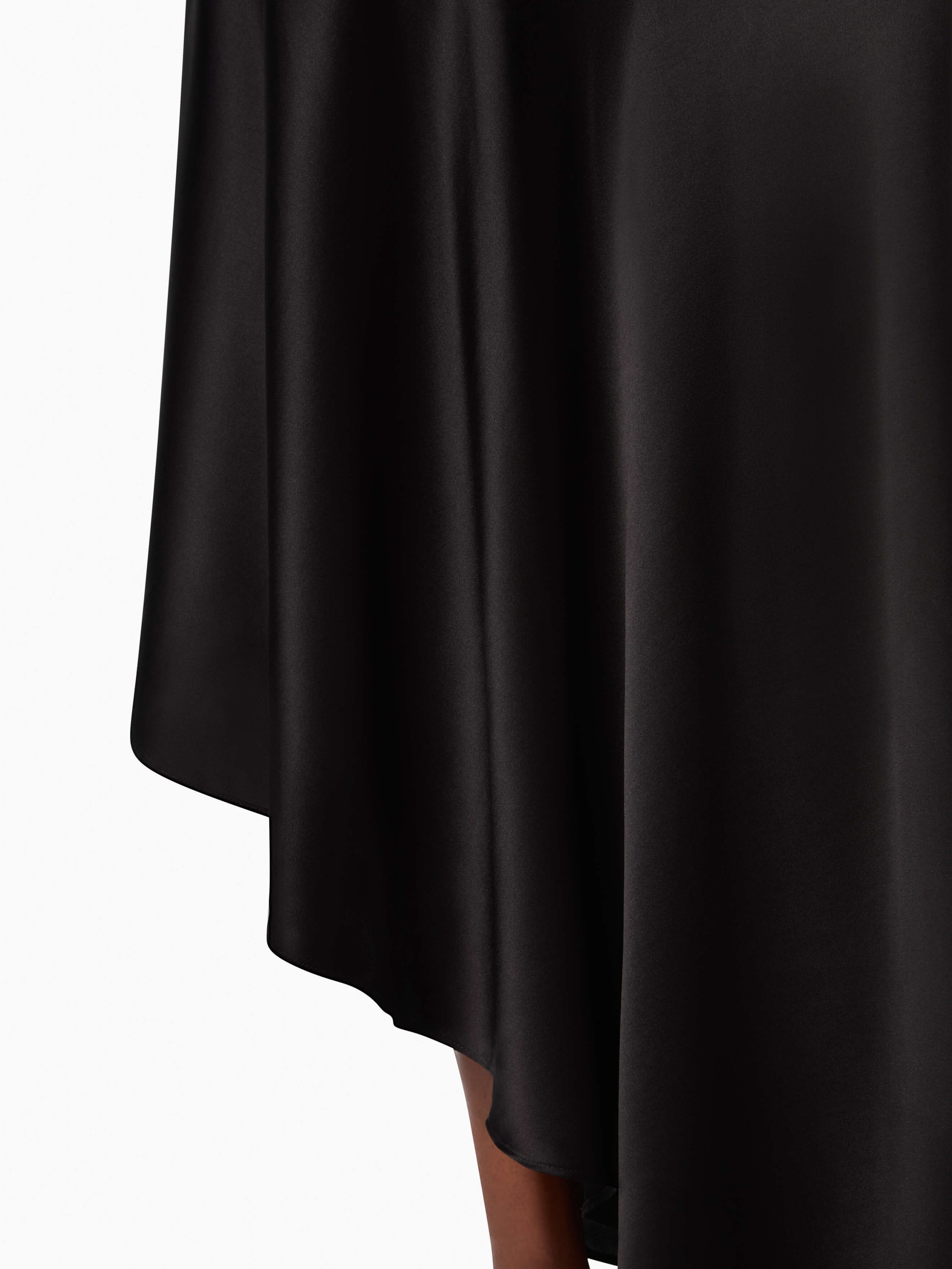 Black Asymmetric Draped Skirt - 3