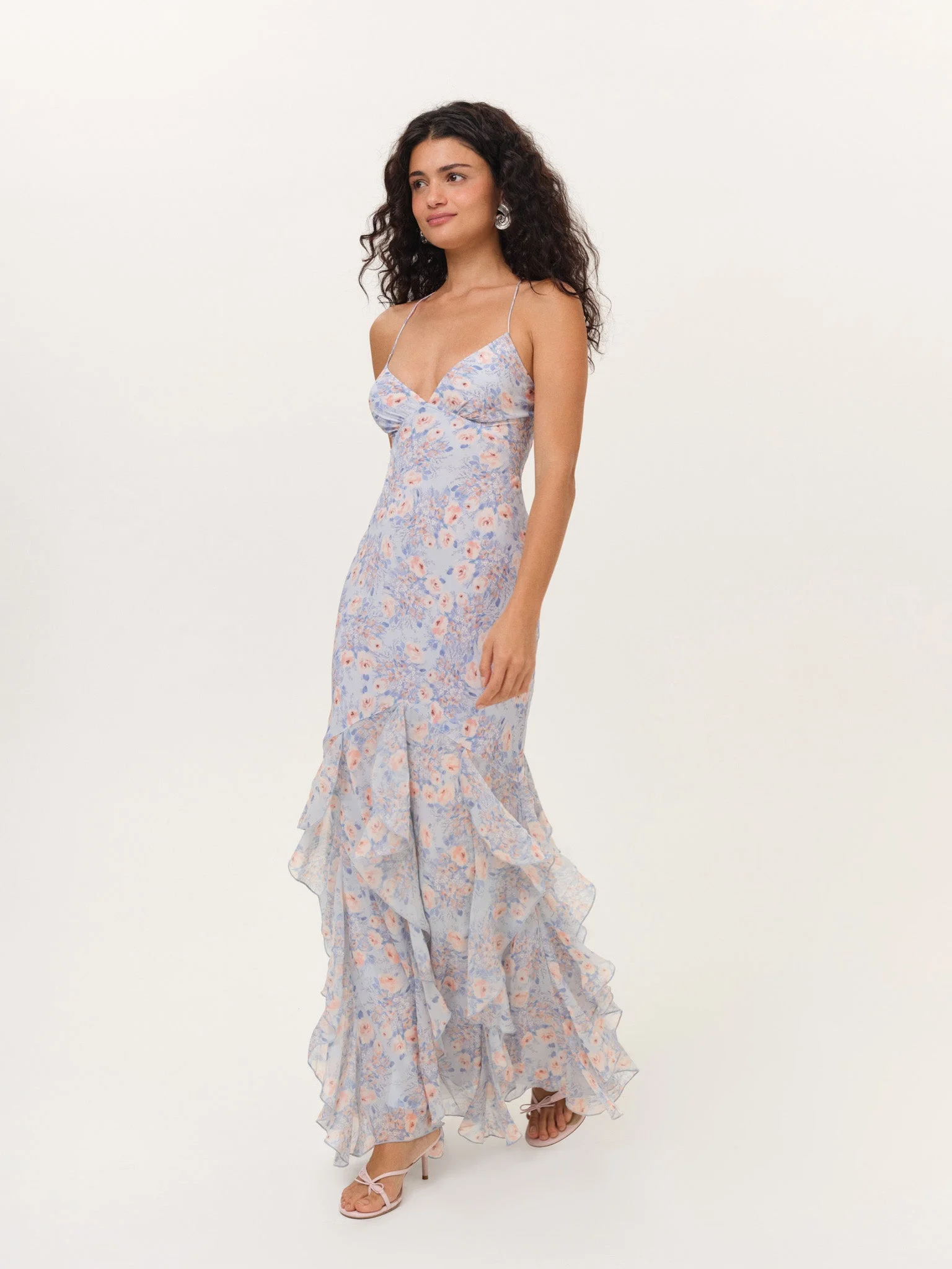 floral maxi dress one shoulder Paloma One Shoulder Knit Maxi Dress With Flowers