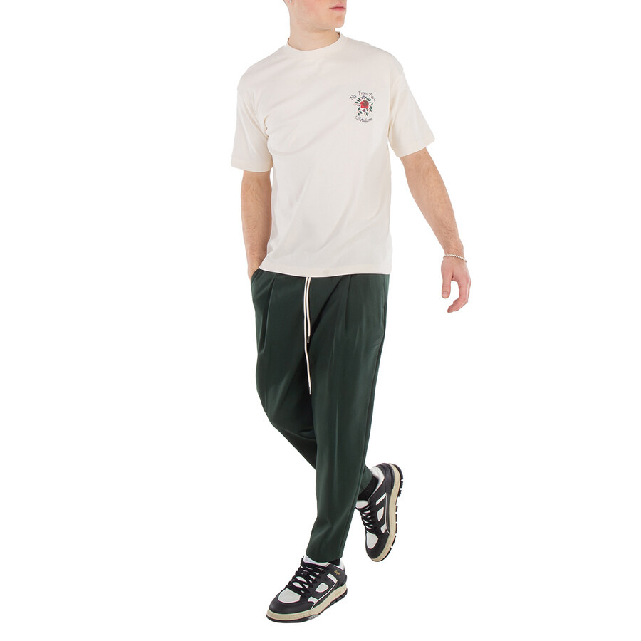 Drole De Monsieur Men's Green Cropped Pleat Trousers - 4