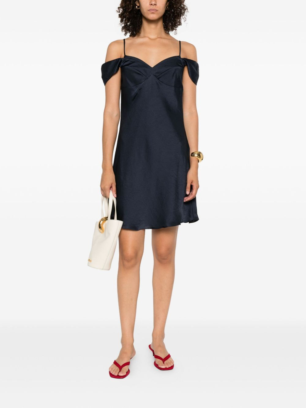 off-shoulder draped mini dress - 2