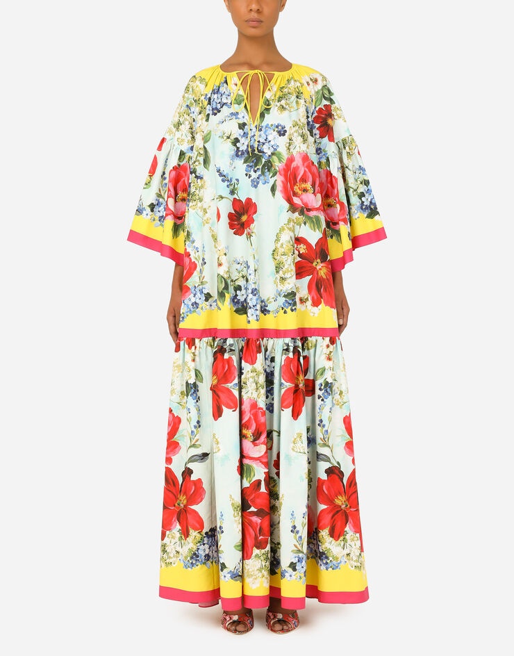 Garden-print poplin caftan - 1