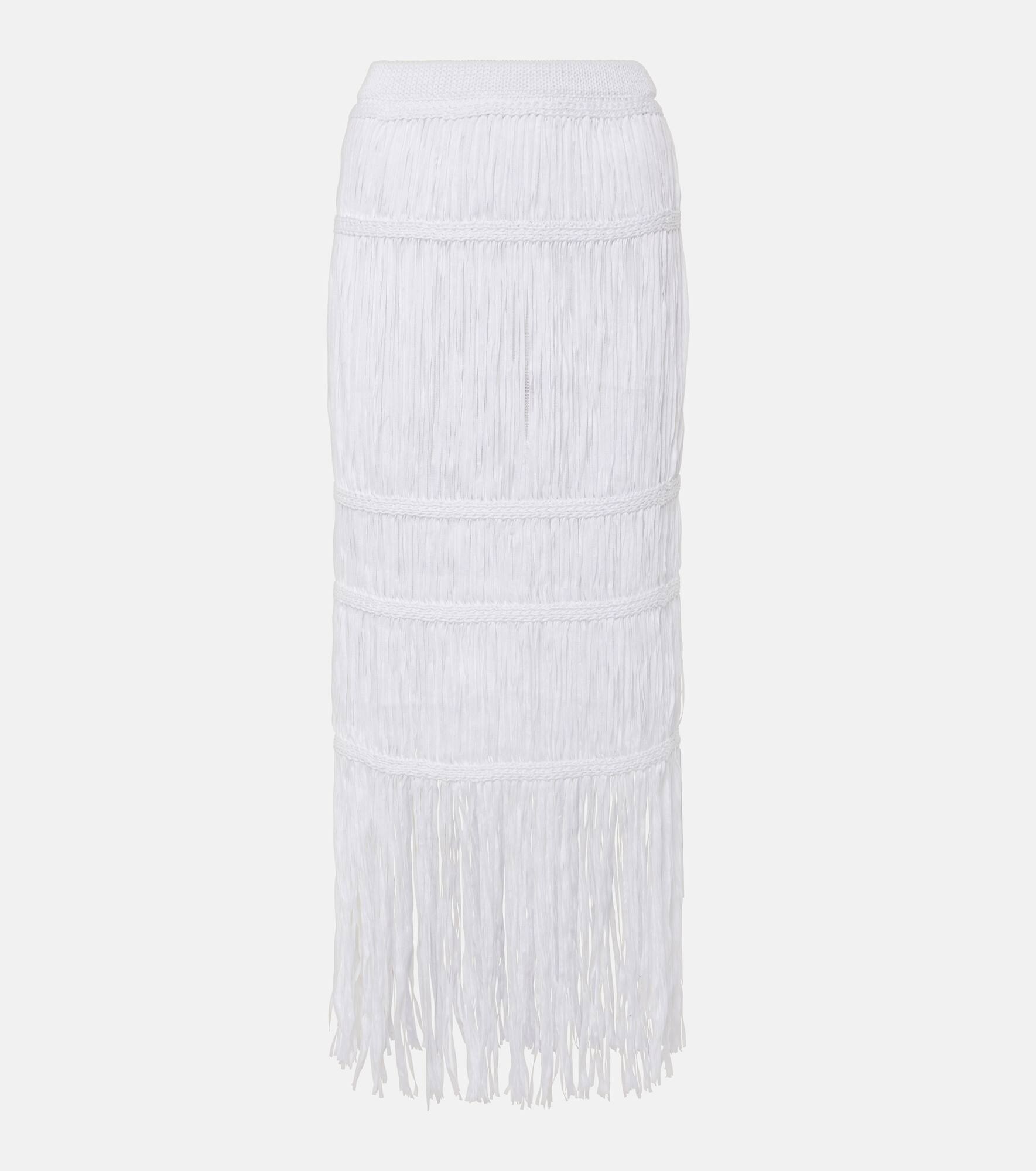Yarra fringed cotton midi skirt - 1