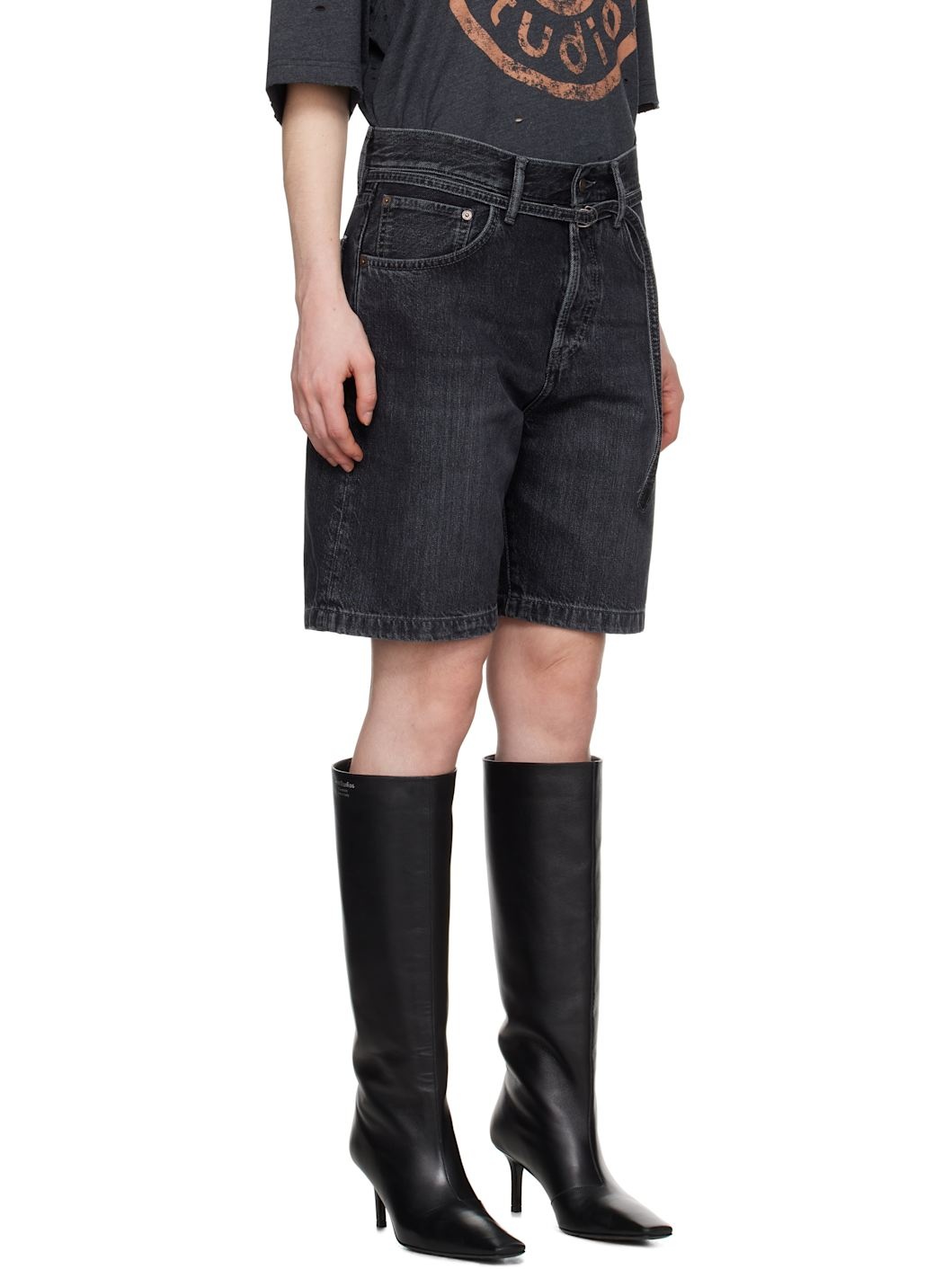 Black Loose-Fit Denim Shorts - 2
