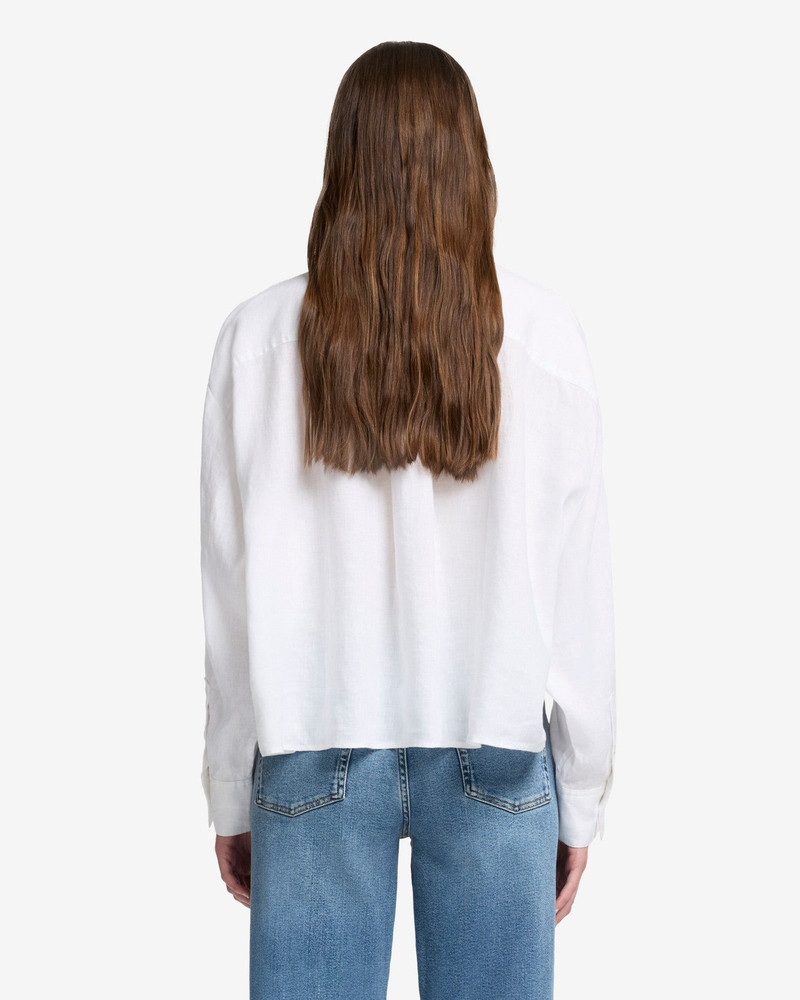 Linen Cropped Shirt in Optical White 5