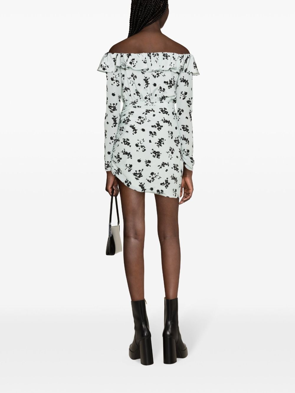 rose-print silk minidress - 4