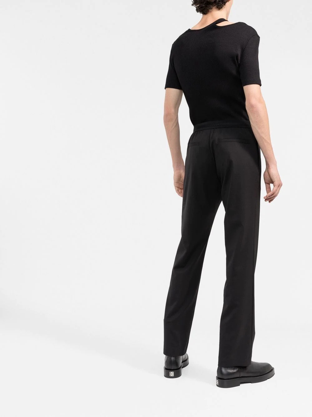 straight-leg belted trousers - 4