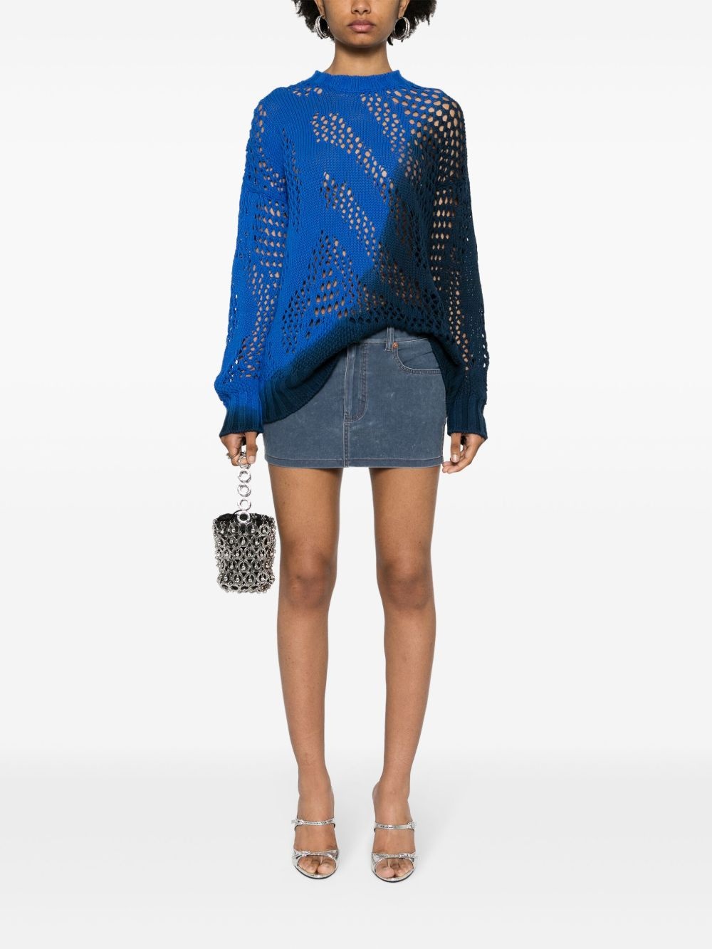colourblock open-knit jumper - 2