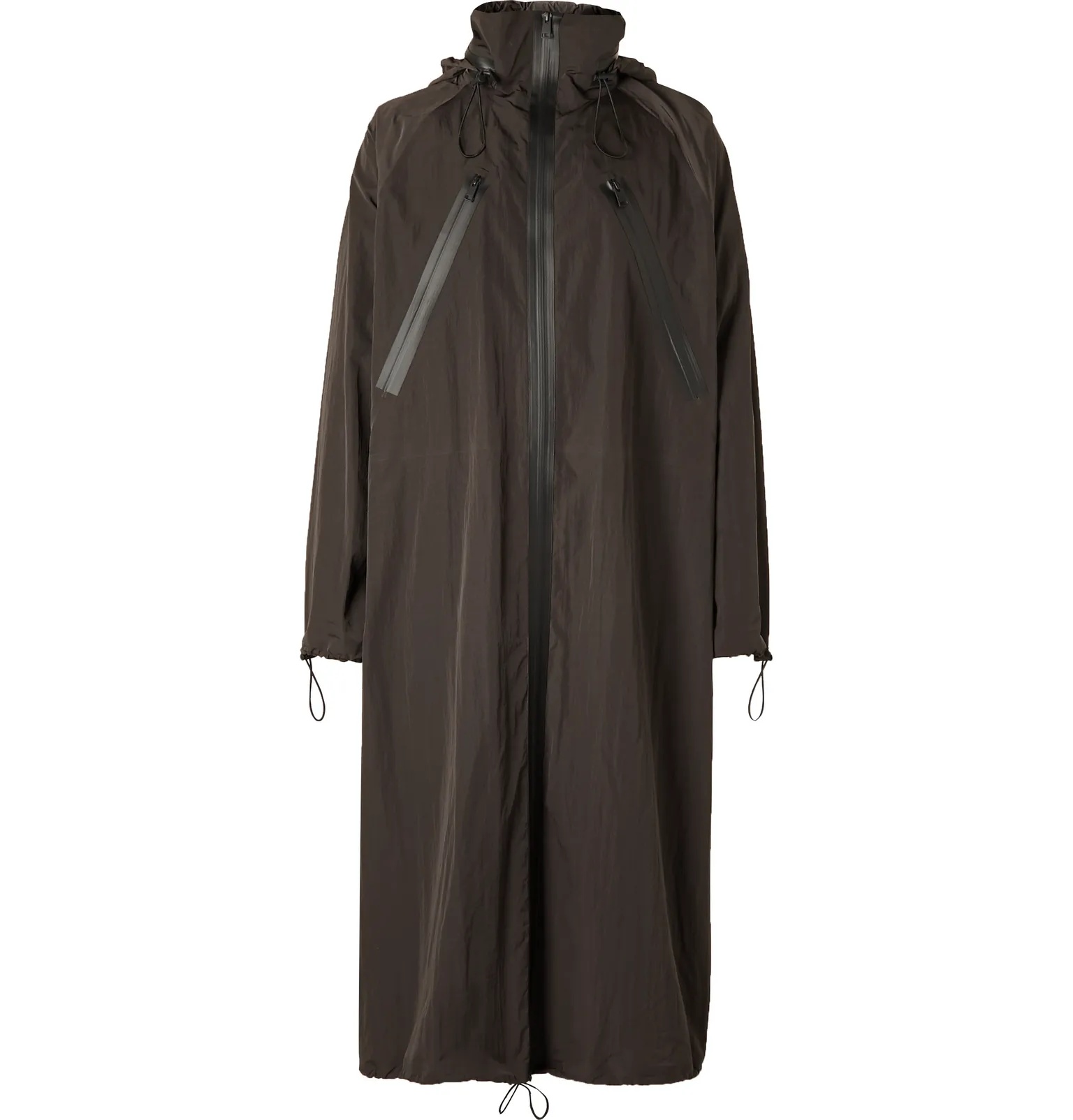 Oversized Washed-Shell Hooded Raincoat - 1