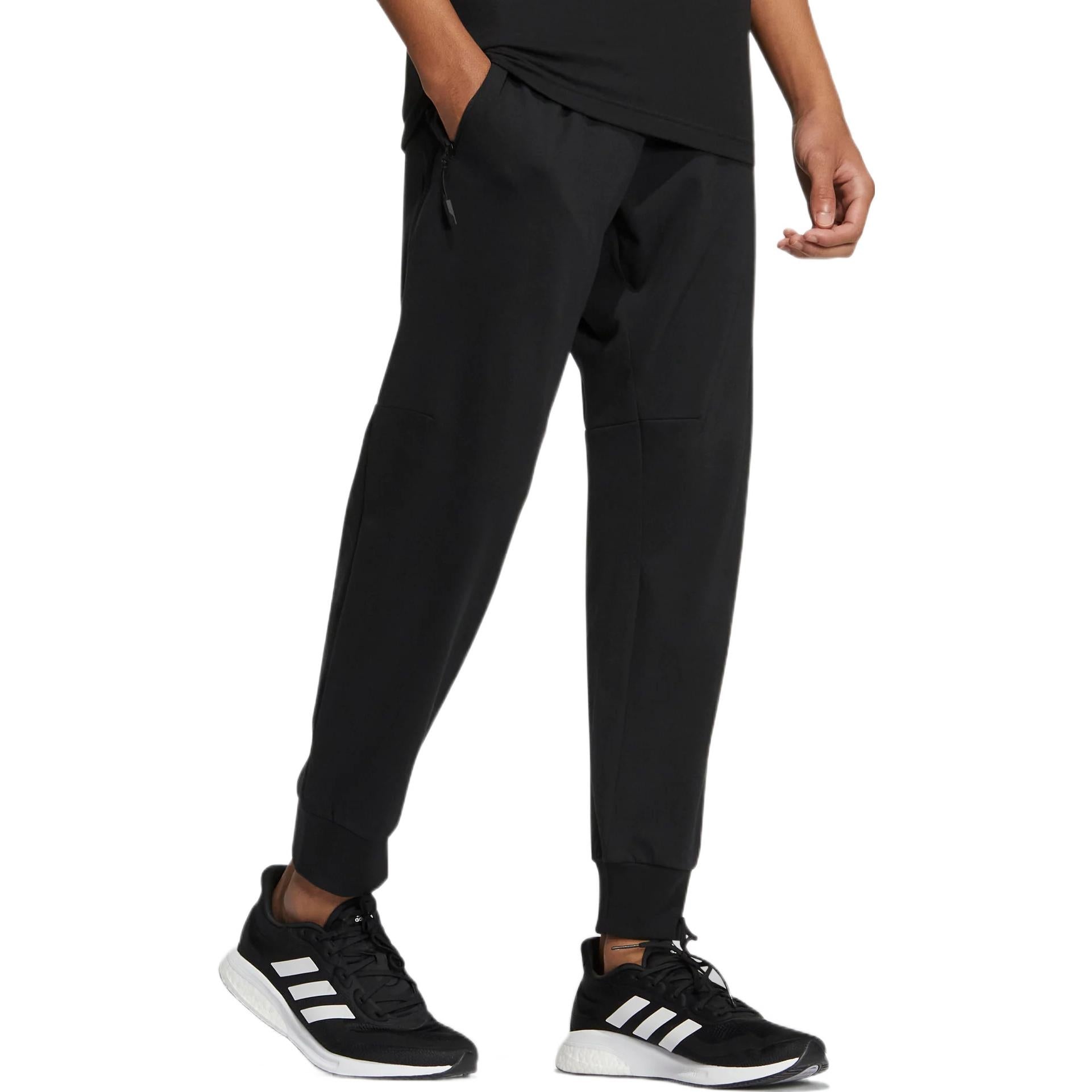 Men's adidas Solid Color Elastic Waistband Sports Pants/Trousers/Joggers Black HE5152 - 4