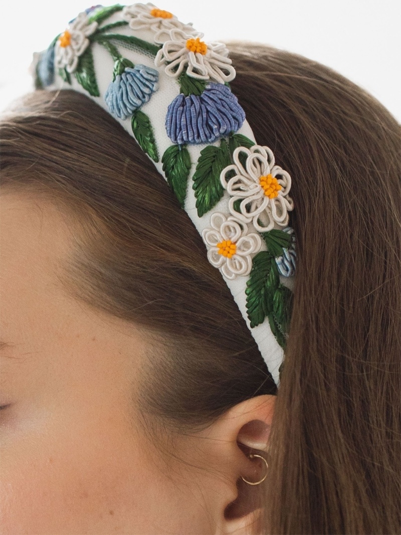 Leida floral-embroidered headband - 3