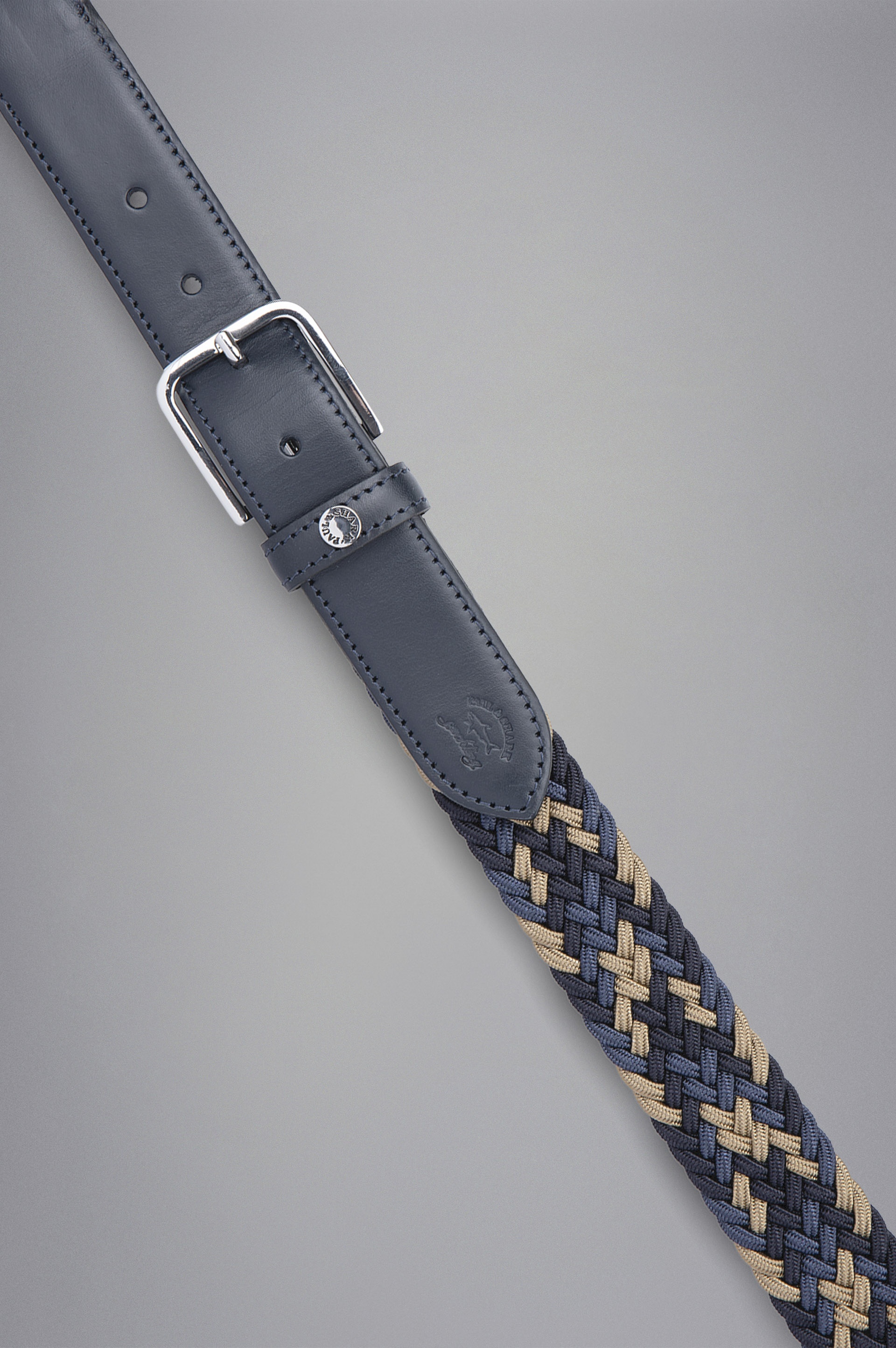 LEATHER TRIMMED WOVEN ELASTIC BELT - 2