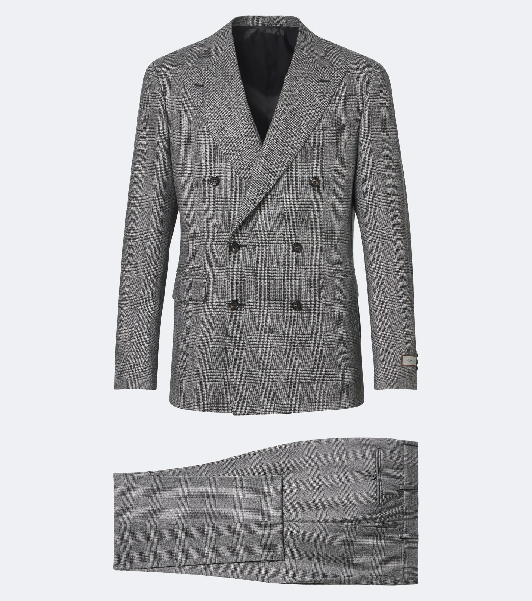Checked double-breasted wool suit - 1