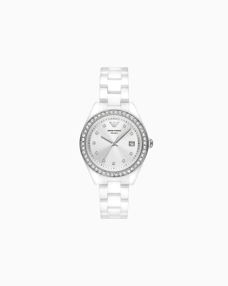 THREE-HAND DATE WHITE CERAMIC WATCH 1