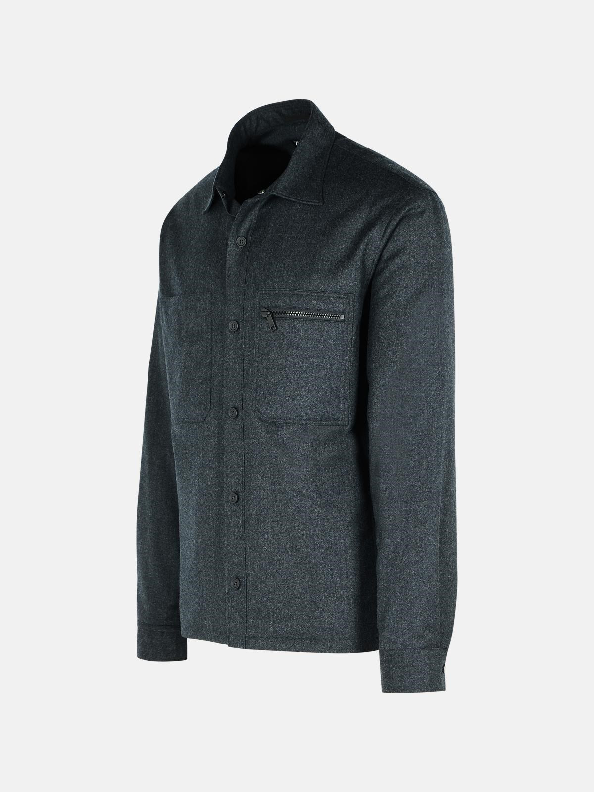 GREY WOOL OVERSHIRTS - 2